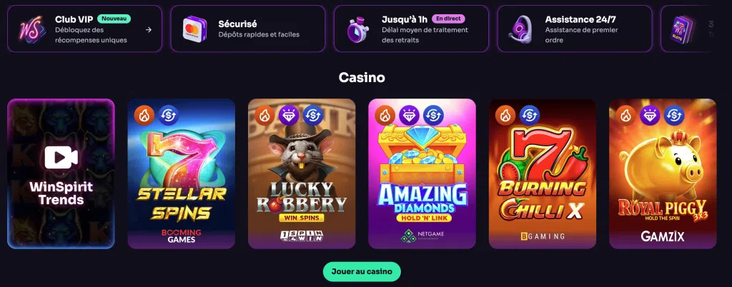 winspirit casino games
